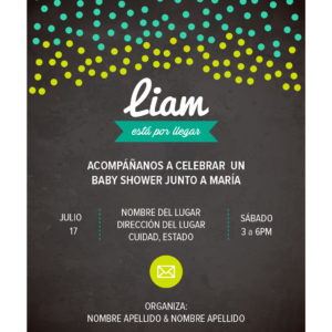 Invitación Baby Shower Puntos Colores