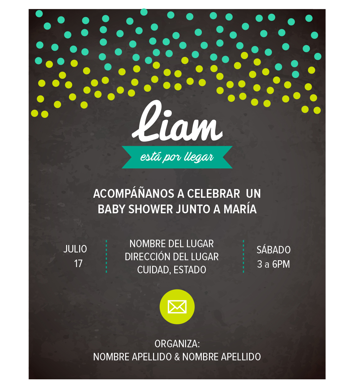 Invitación Baby Shower Puntos Colores