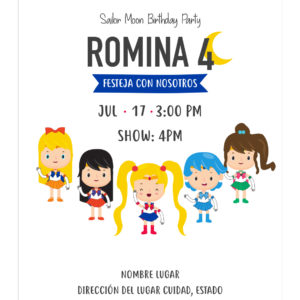 Invitación Cumpleaños Sailor Moon