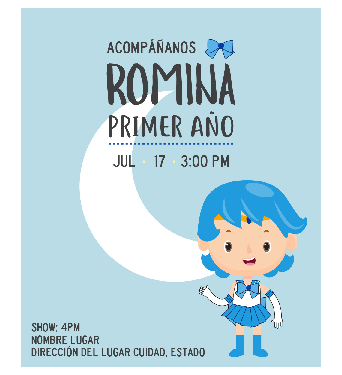 Invitación cumpleaños Sailor Mercury