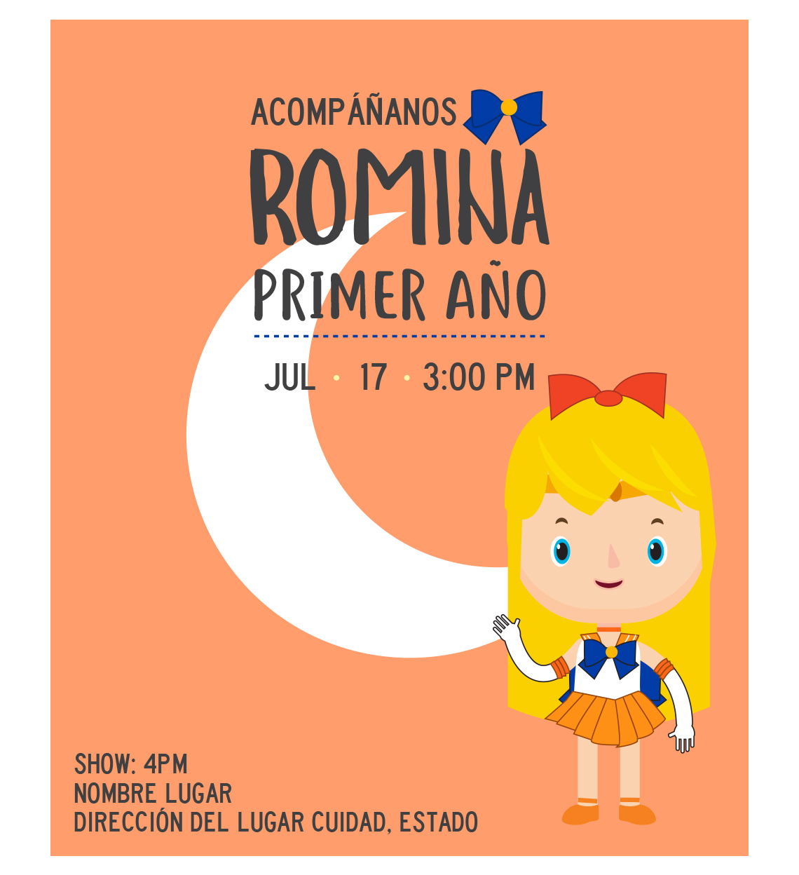 Invitación Cumpleaños Sailor Venus