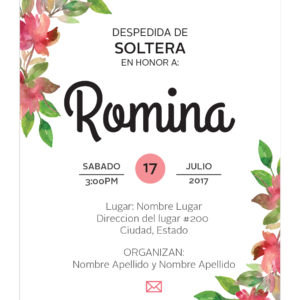 Invitación Despedida de Soltera Flores Rojizas