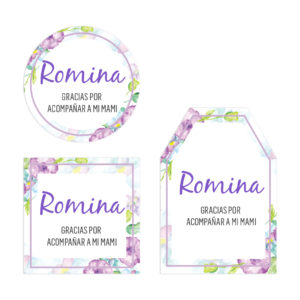 Tarjeta Agradecimiento Baby Shower Flores Moradas