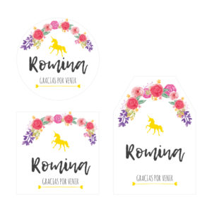 Tarjeta Agradecimiento Baby Shower Unicornio Flores