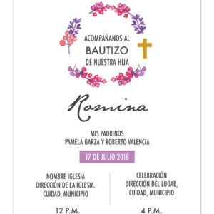 Invitación Bautizo Flores