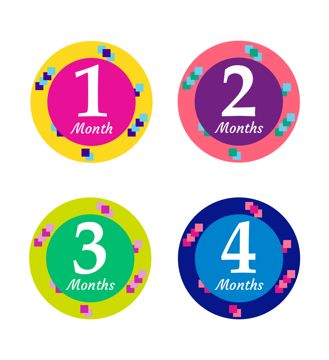 Diseño 12 Meses Bebé Cuadros Colores