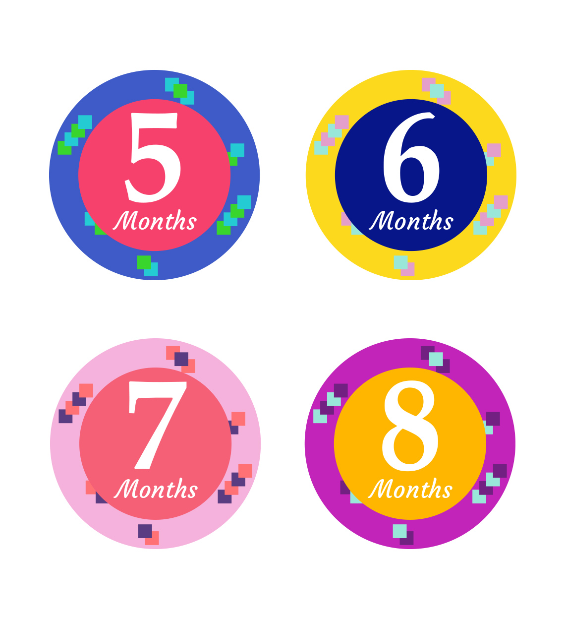 Diseño 12 Meses Bebé Cuadros Colores - Imagen 2