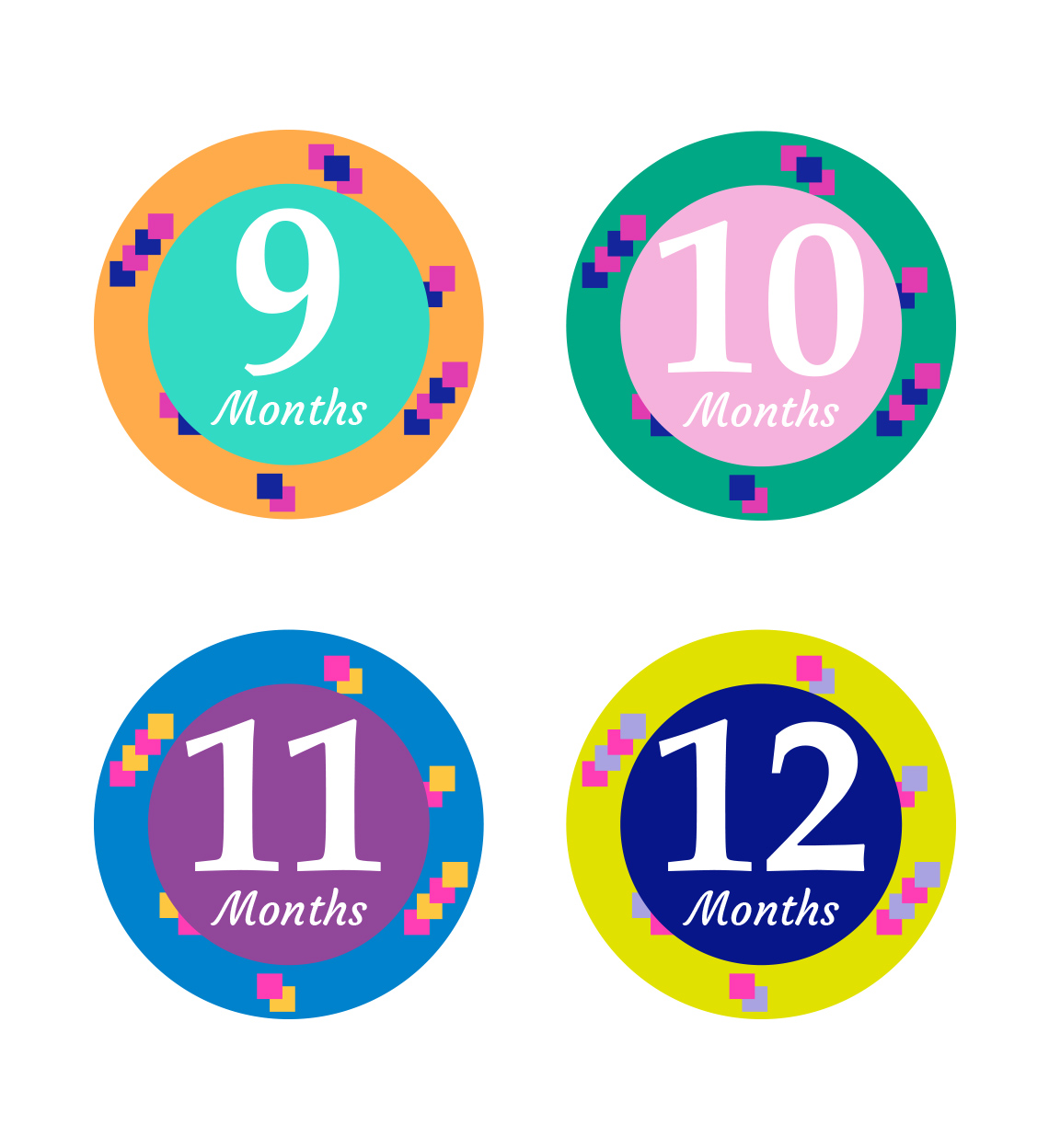 Diseño 12 Meses Bebé Cuadros Colores - Imagen 3