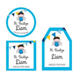 Tarjeta de Agradecimiento Bautizo Celeste