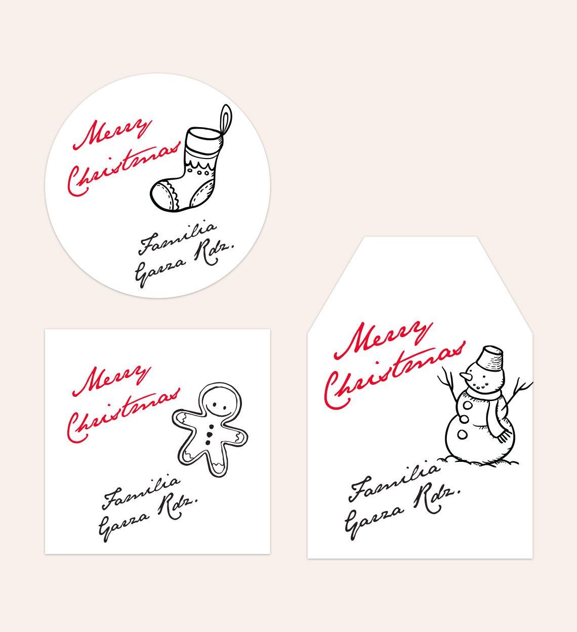 Diseño Etiquetas Dibujos Navideños