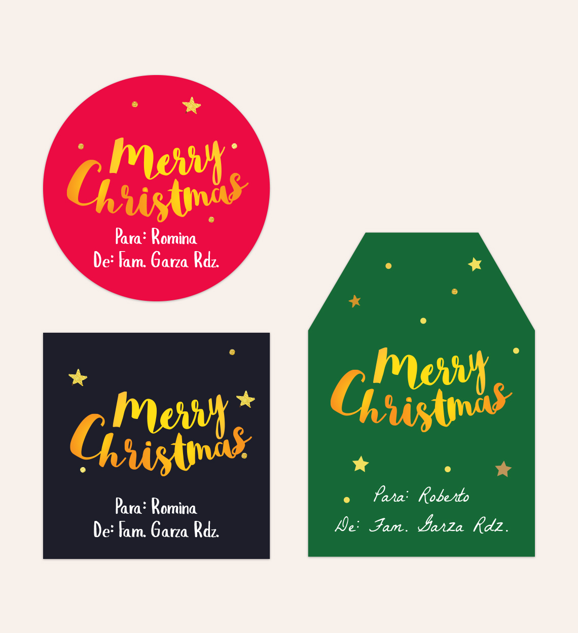 Etiquetas para Regalos Navidad Gold - Imagen 3