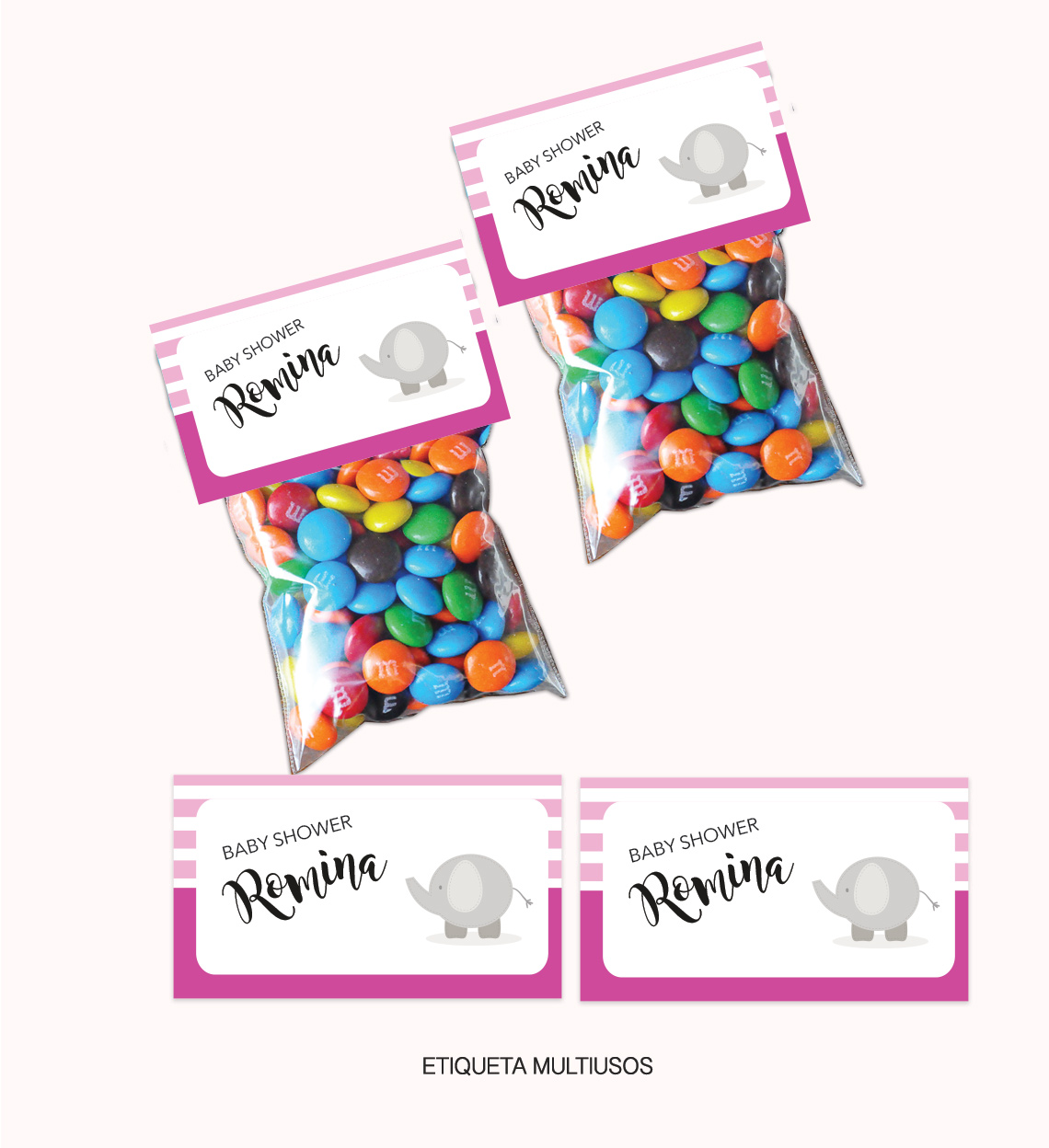 Kit Completo Fiesta Baby Shower Elefante Rosa - Imagen 6