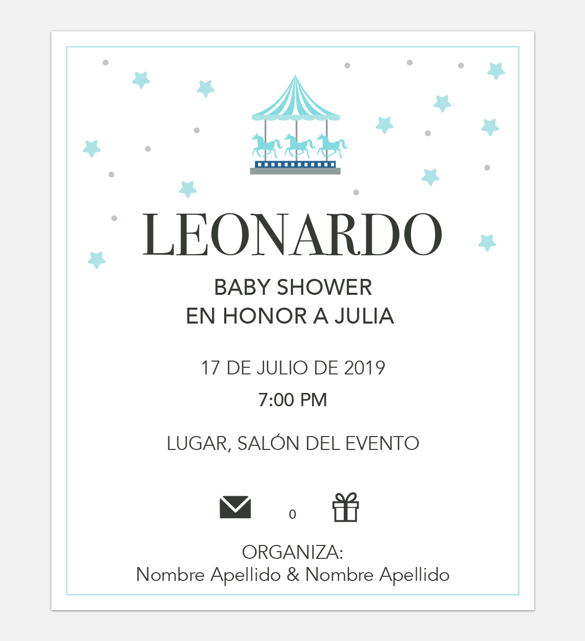 Invitación Baby Shower Stars
