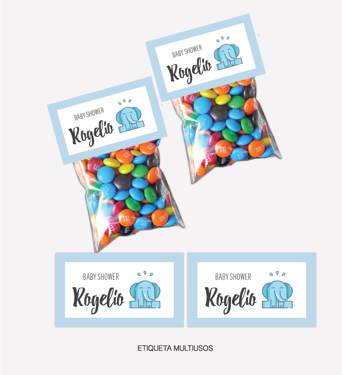 Kit Completo Fiesta Baby Shower Elefante Azul - Imagen 5