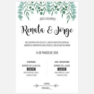 Diseño invitación Boda Hojas