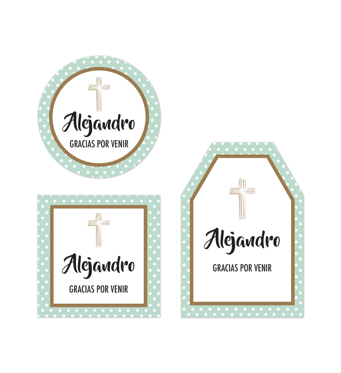 Tarjetita Bautizo Verde Menta