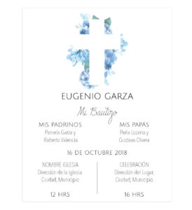 Invitación Bautizo Cruz Azul