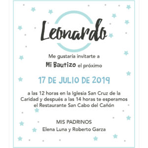 Invitación Bautizo Blue Stars