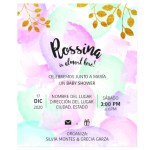 Invitación Baby Shower Hojas Doradas