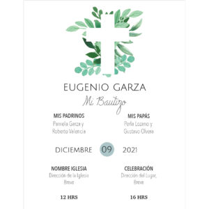 Invitación Bautizo Cruz Hojas